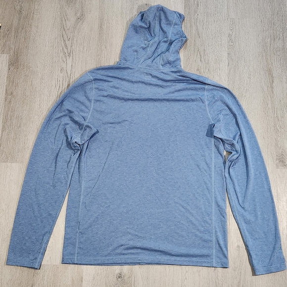 Poncho Outdoors Performance Hoodie Shirt Blue Long Sleeve Pocket Fishing - Picture 5 of 8